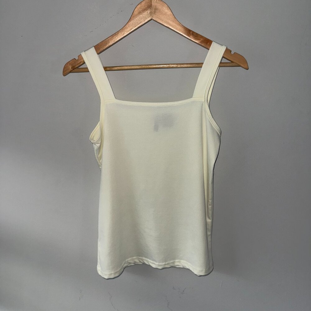 New Directions Square Neck Ivory Cream Basics Tank Top Women's Size Small S - Picture 3 of 4